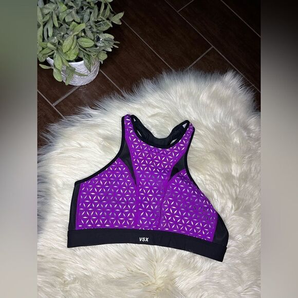 Victoria’s Secret Sports fushia/nude/black sports bra sz Medium - Picture 1 of 3